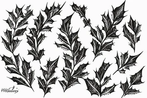 Holly flowers with stem for daughter's birthday tattoo idea