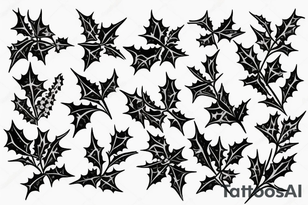 Holly flowers with stem for daughter's birthday tattoo idea
