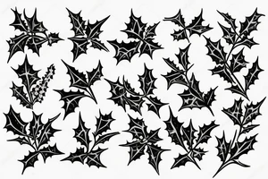 Holly flowers with stem for daughter's birthday tattoo idea