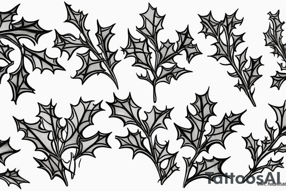 Winter Holly flowers, holly branch, evergreen, winter tattoo idea