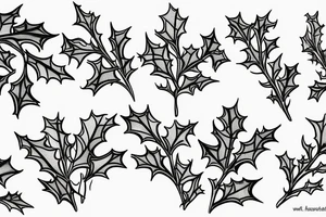 Winter Holly flowers, holly branch, evergreen, winter tattoo idea