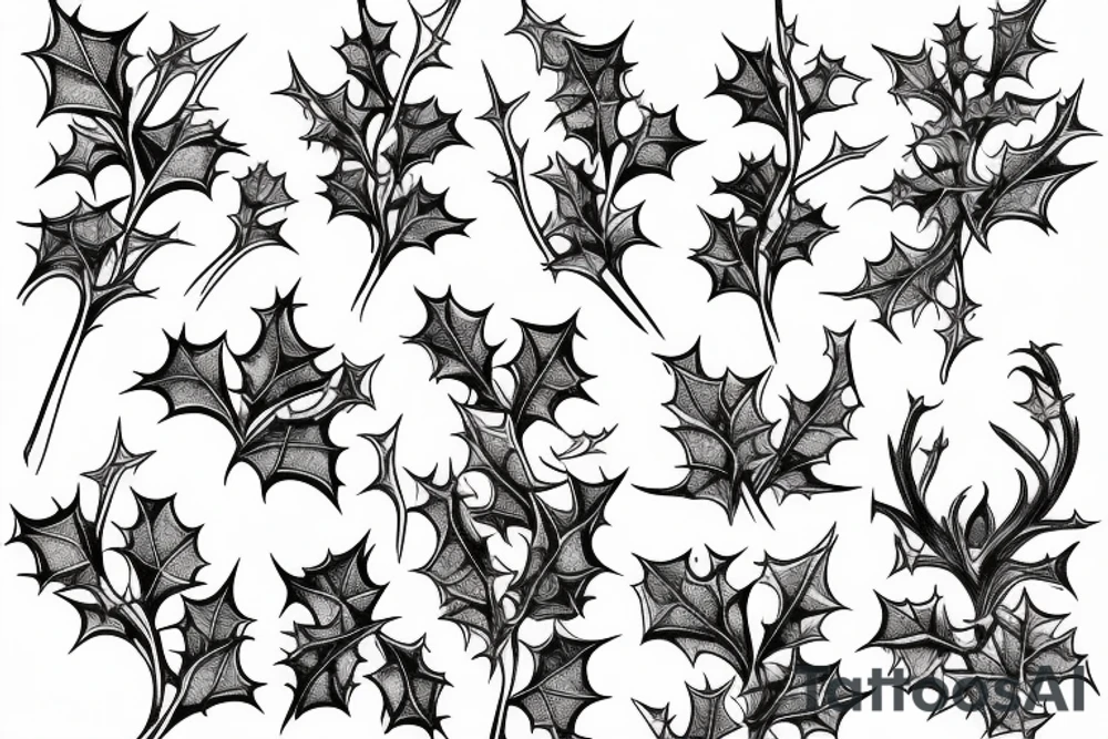 Winter Holly branch and narcissus tattoo idea