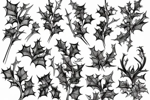 Winter Holly branch and narcissus tattoo idea