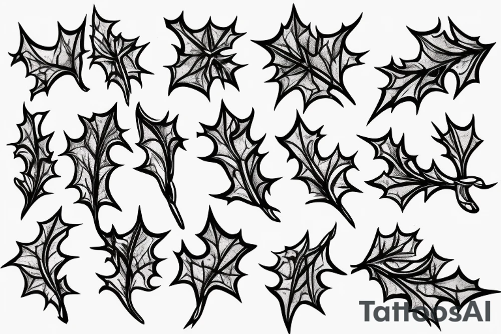 Winter Holly branch and narcissus tattoo idea