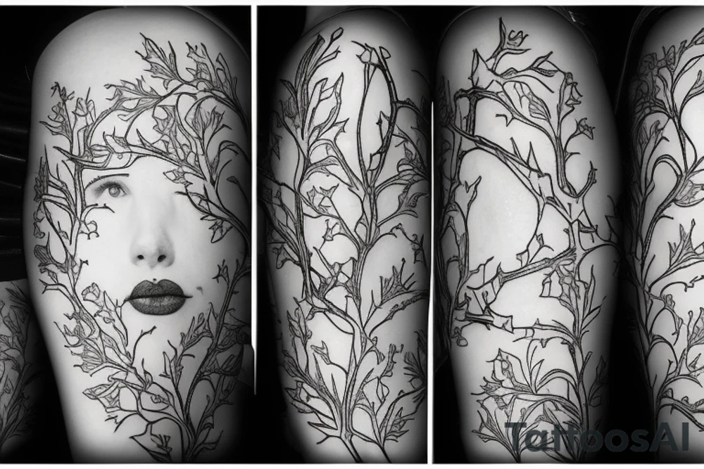 December birthday narcissus and holly branch tattoo idea