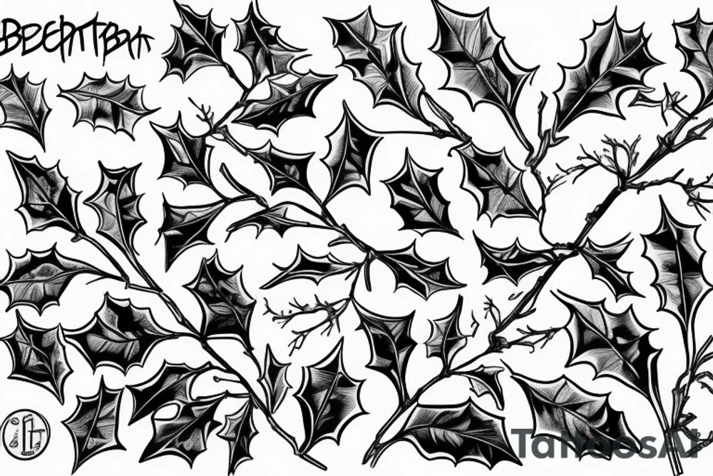 December birthday narcissus and holly branch tattoo idea