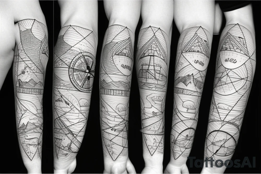 Starts and mountains with a compass tattoo idea