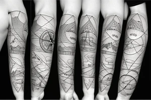 Starts and mountains with a compass tattoo idea
