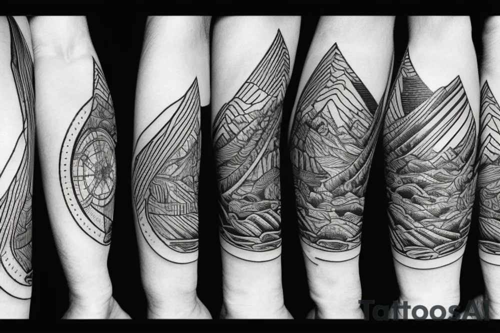 Starts and mountains with a compass tattoo idea