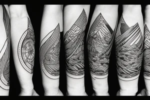 Starts and mountains with a compass tattoo idea