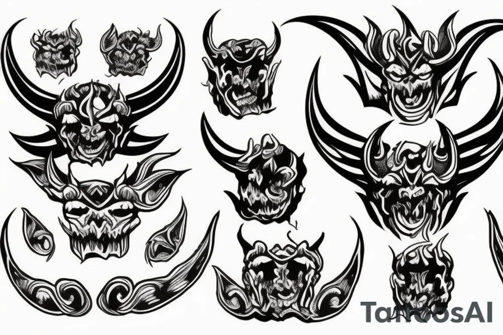 satan demon flower tattoo idea
