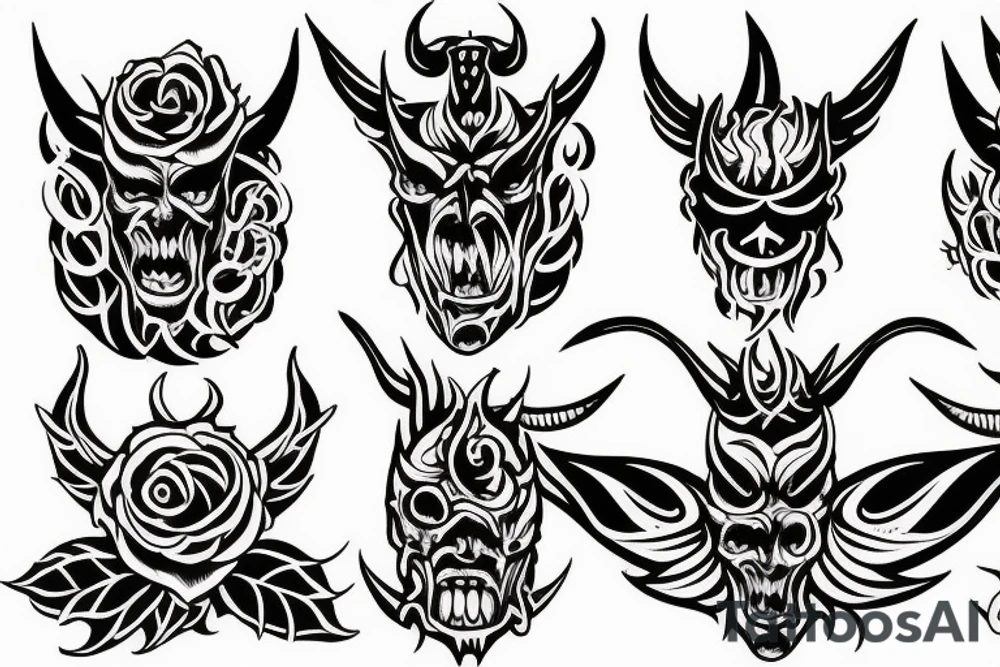 satan demon flower tattoo idea