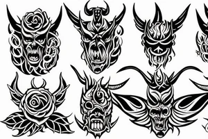 satan demon flower tattoo idea