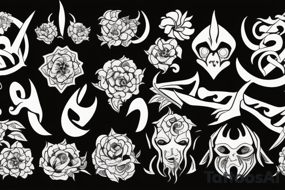 satan demon flower tattoo idea