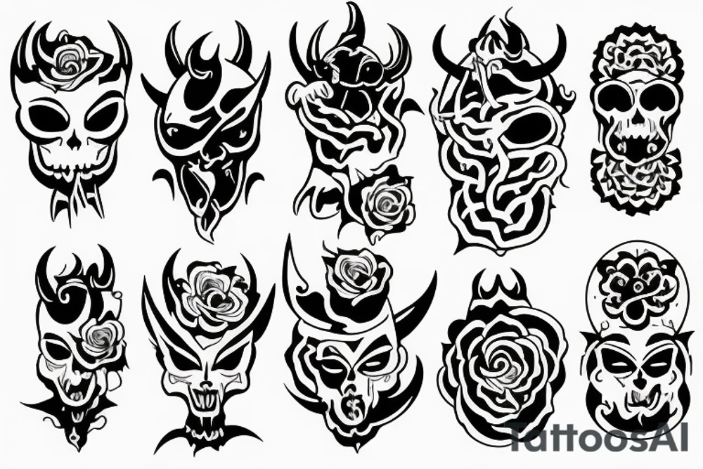 satan demon flower tattoo idea