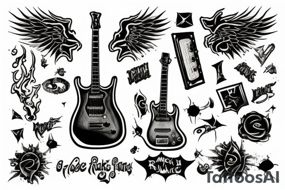 Rock Guitar in Flame tattoo idea