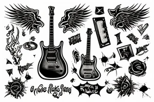 Rock Guitar in Flame tattoo idea
