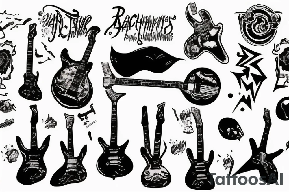 Rock Guitar in Flame tattoo idea