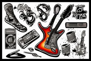 Rock Guitar in Flame tattoo idea
