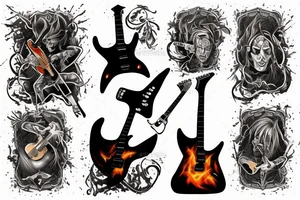 Rock Guitar in Flame tattoo idea