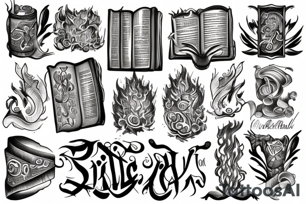 Bible in flame tattoo idea
