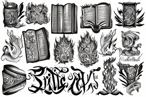 Bible in flame tattoo idea