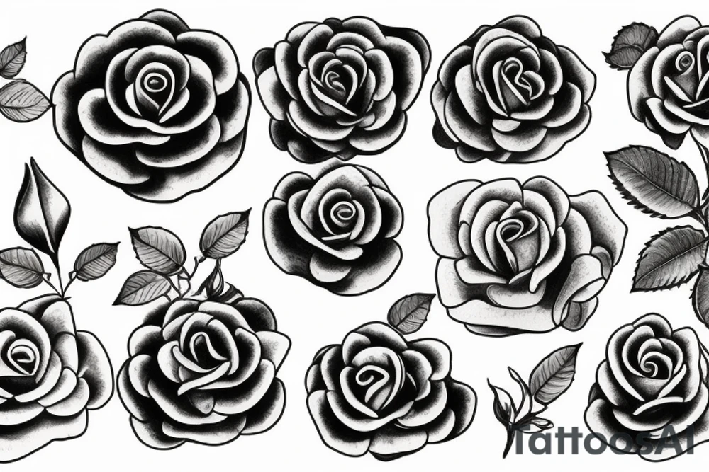 beautiful large blossomed rose tattoo idea