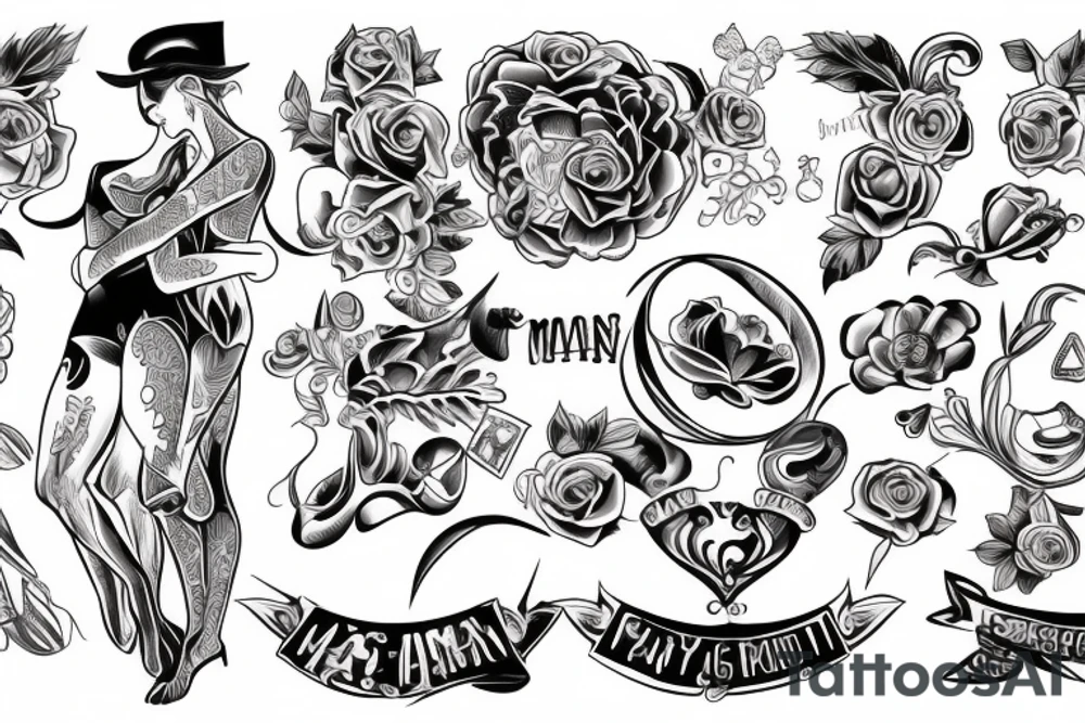 Man and woman play adult game tattoo idea