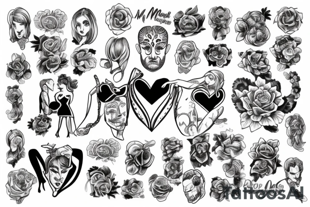 Man and woman play adult game tattoo idea