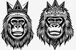 Simplistic silverback gorilla with a crown tattoo idea