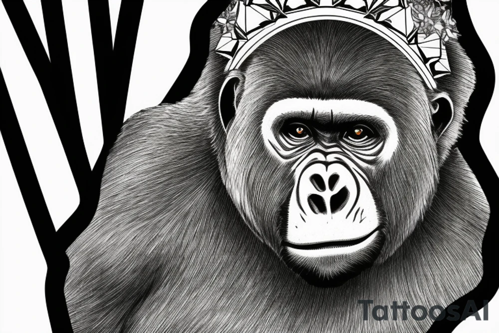 silverback gorilla with a crown tattoo idea