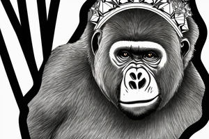 silverback gorilla with a crown tattoo idea