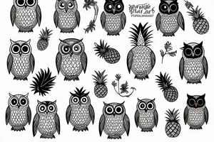 owl with a pineapple tattoo idea