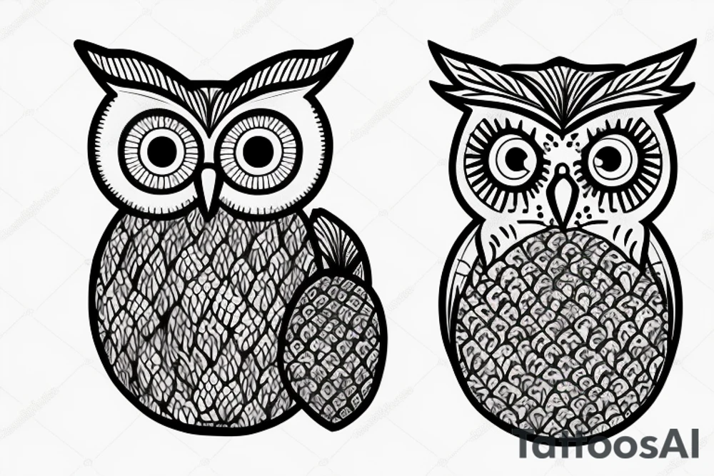 owl with a pineapple tattoo idea