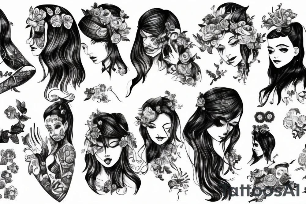 the girl is engaged in self-satisfaction with the help of her hand tattoo idea