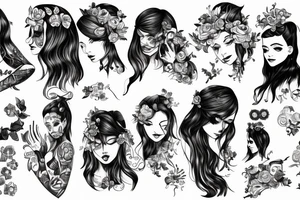 the girl is engaged in self-satisfaction with the help of her hand tattoo idea