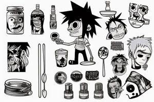 2-d from gorillaz raising a spoon above his head tattoo idea