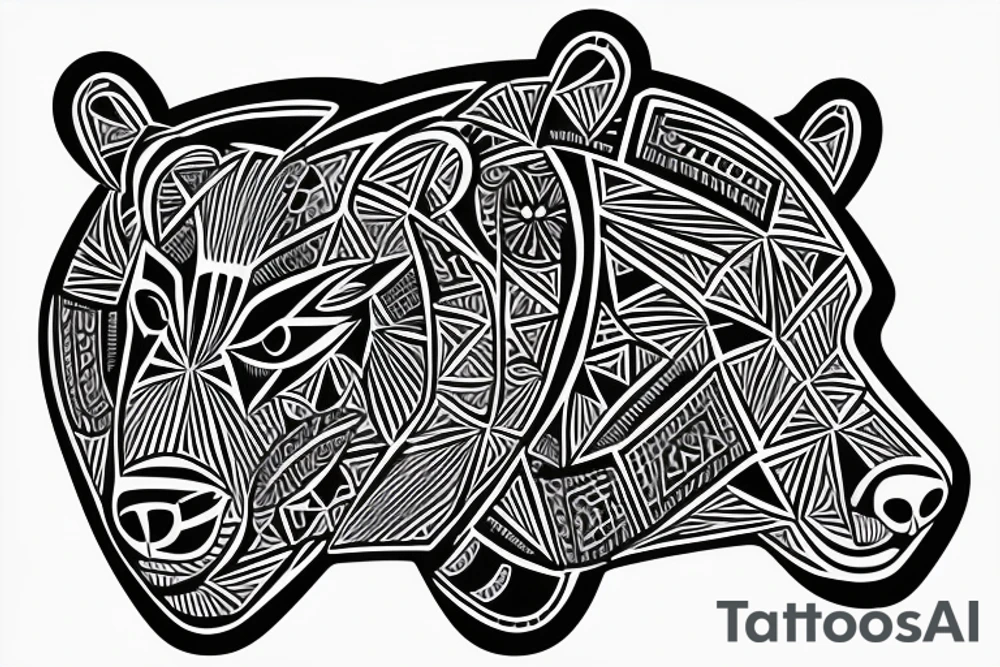 geometric bear head tattoo idea