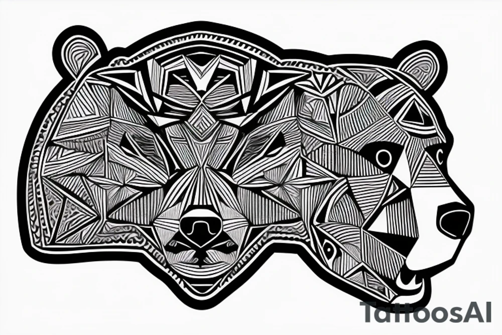 geometric bear head tattoo idea
