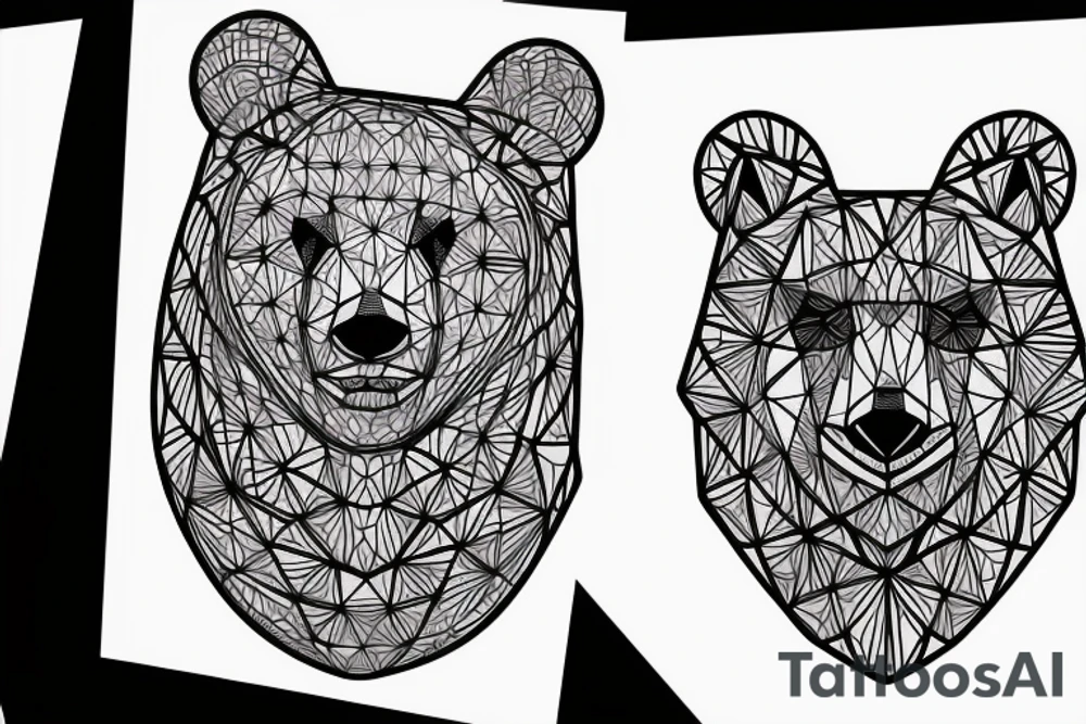 geometric bear head tattoo idea