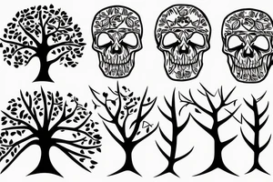 tree growing out of a skull tattoo idea