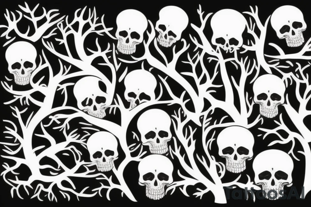 tree growing out of a skull tattoo idea