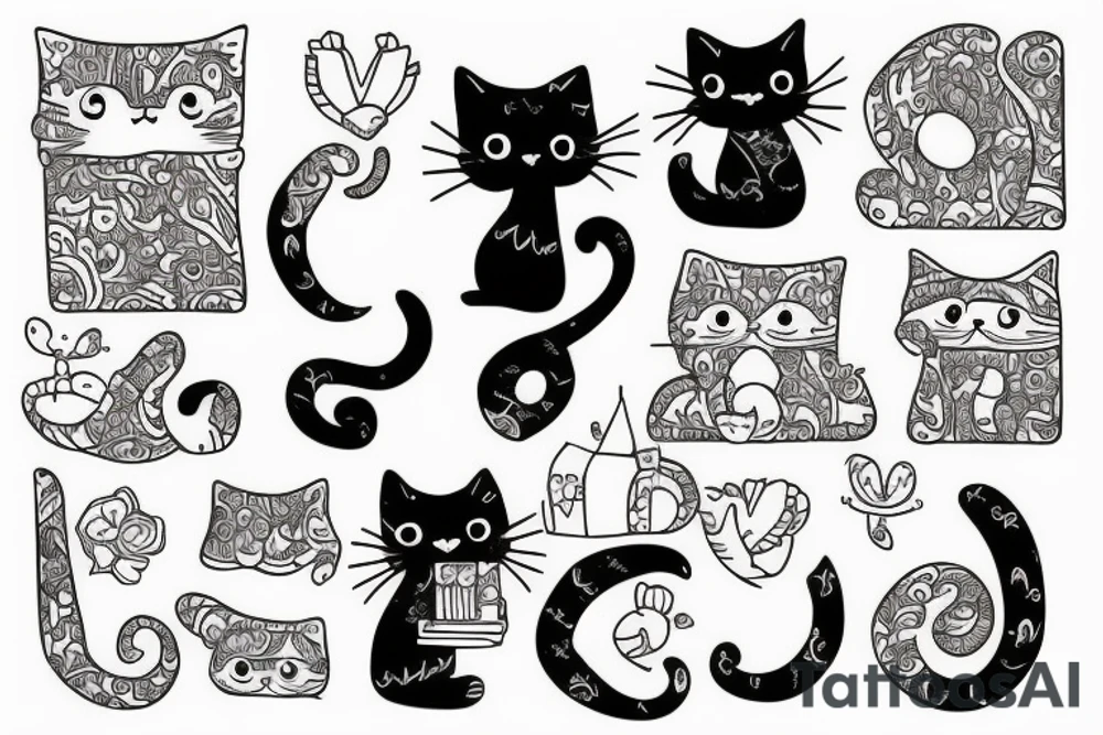 Cute cat crouching up tattoo idea