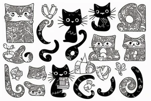 Cute cat crouching up tattoo idea