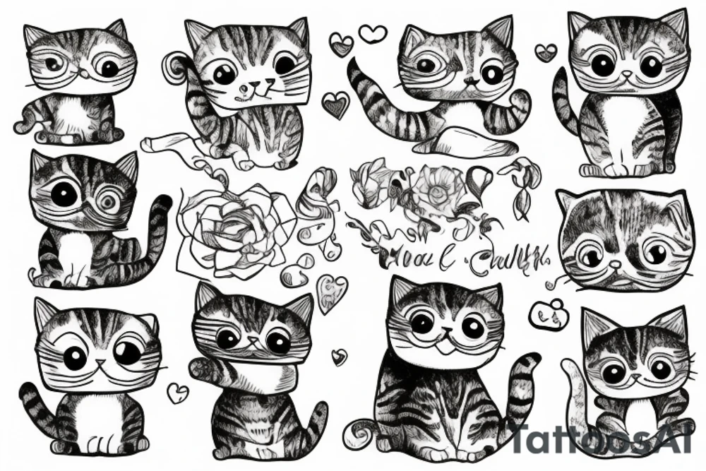 Cute cat crouching up tattoo idea