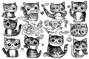 Cute cat crouching up tattoo idea