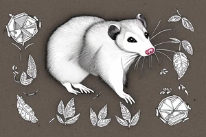 Opossum walking out of cardboard box on Forest floor tattoo idea