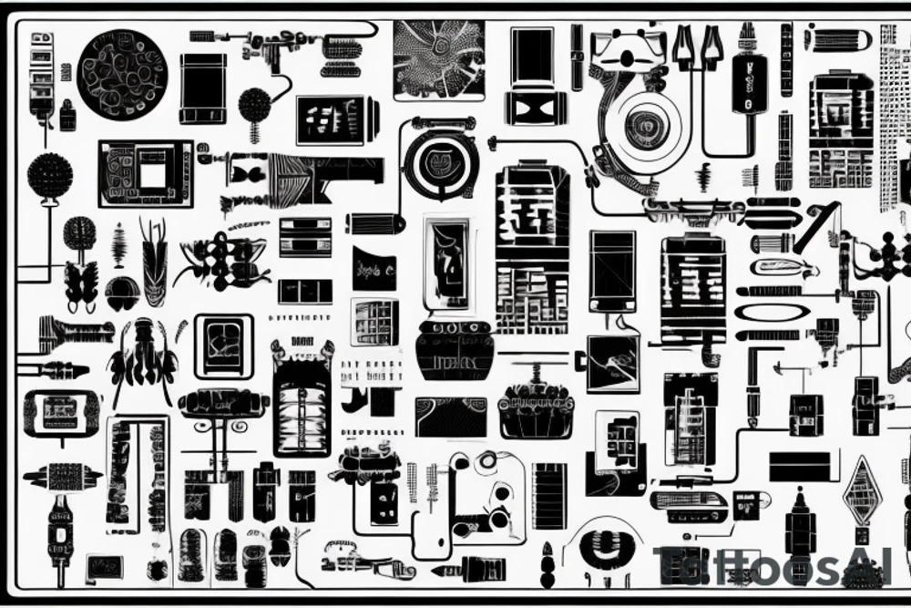 Cyberpunk Circuitry Tree USB Technomancy Ritualistic tattoo idea