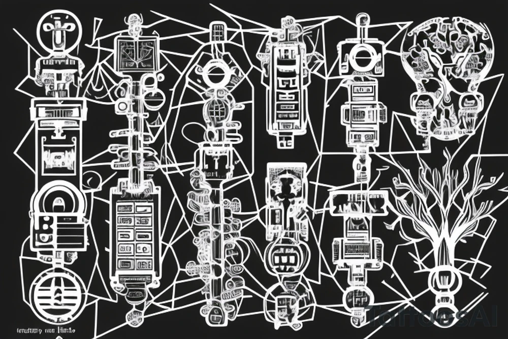 Cyberpunk Circuitry Tree USB Technomancy Ritualistic tattoo idea