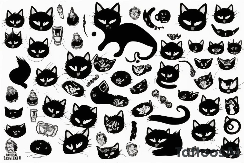 Black cat tattoo idea